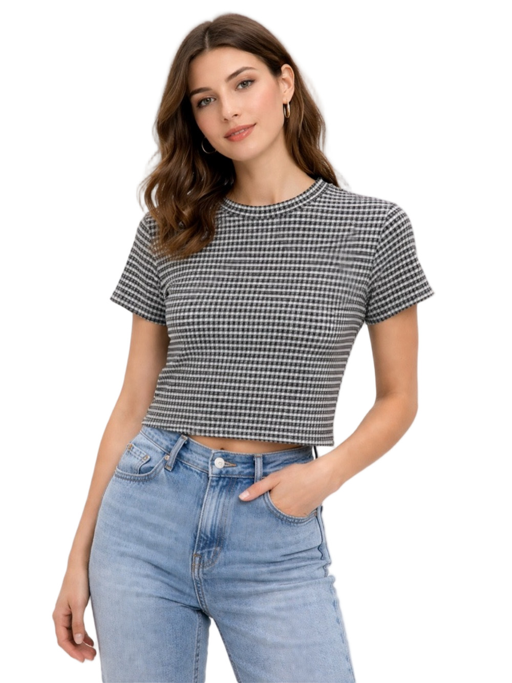 No Boundaries Black and White Striped Knit Top